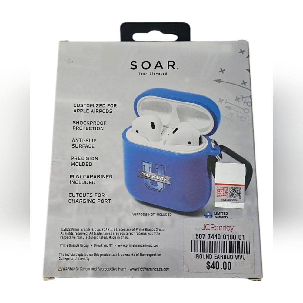 NEW Collegiate West Virginia Sports Protective Shell Case for Apple AirPods - Picture 2 of 3